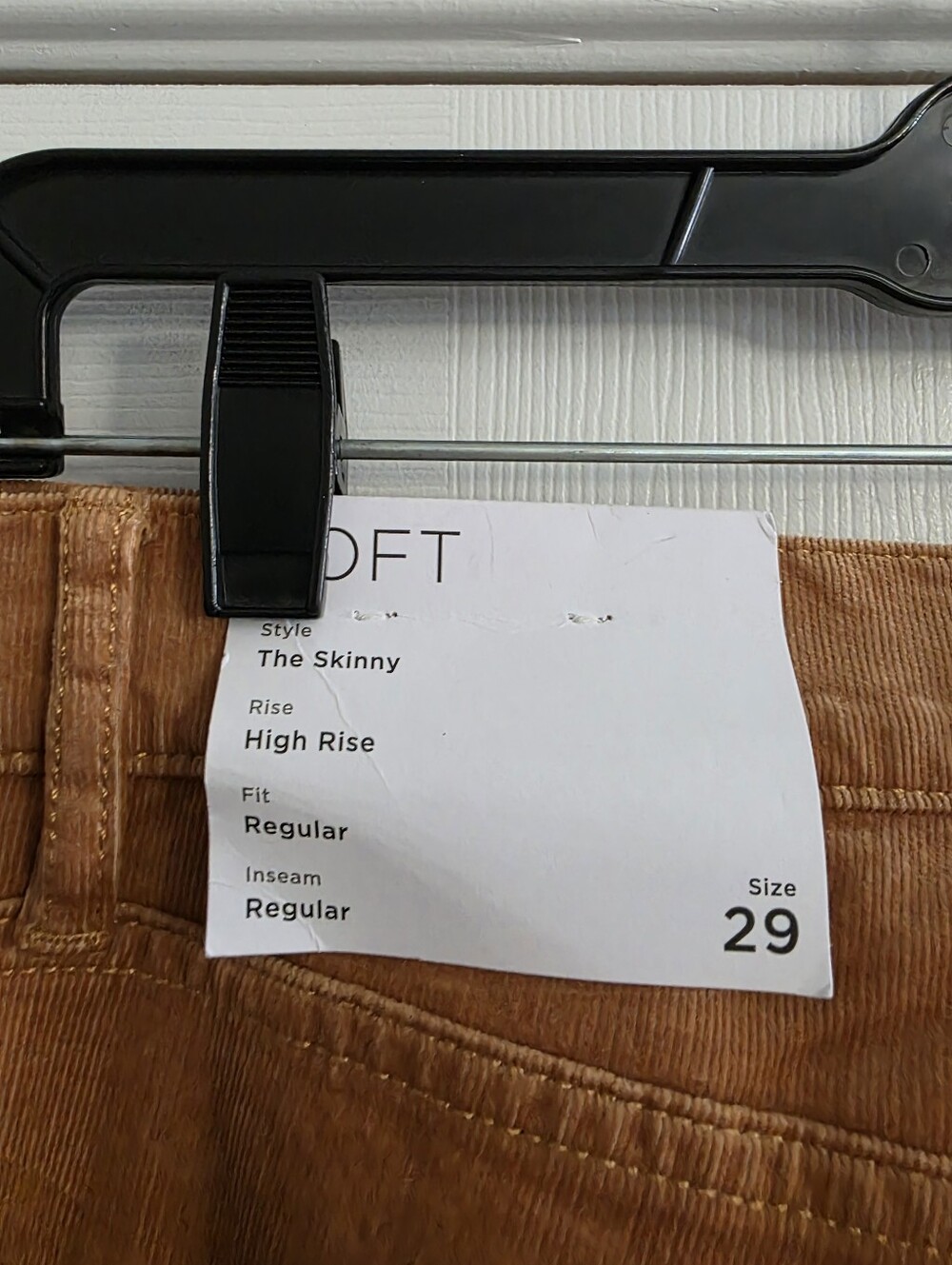 LOFT High Rise Skinny Corduroy Jeans Sienna Tan Women's 29 (8) NWT - Picture 6 of 8